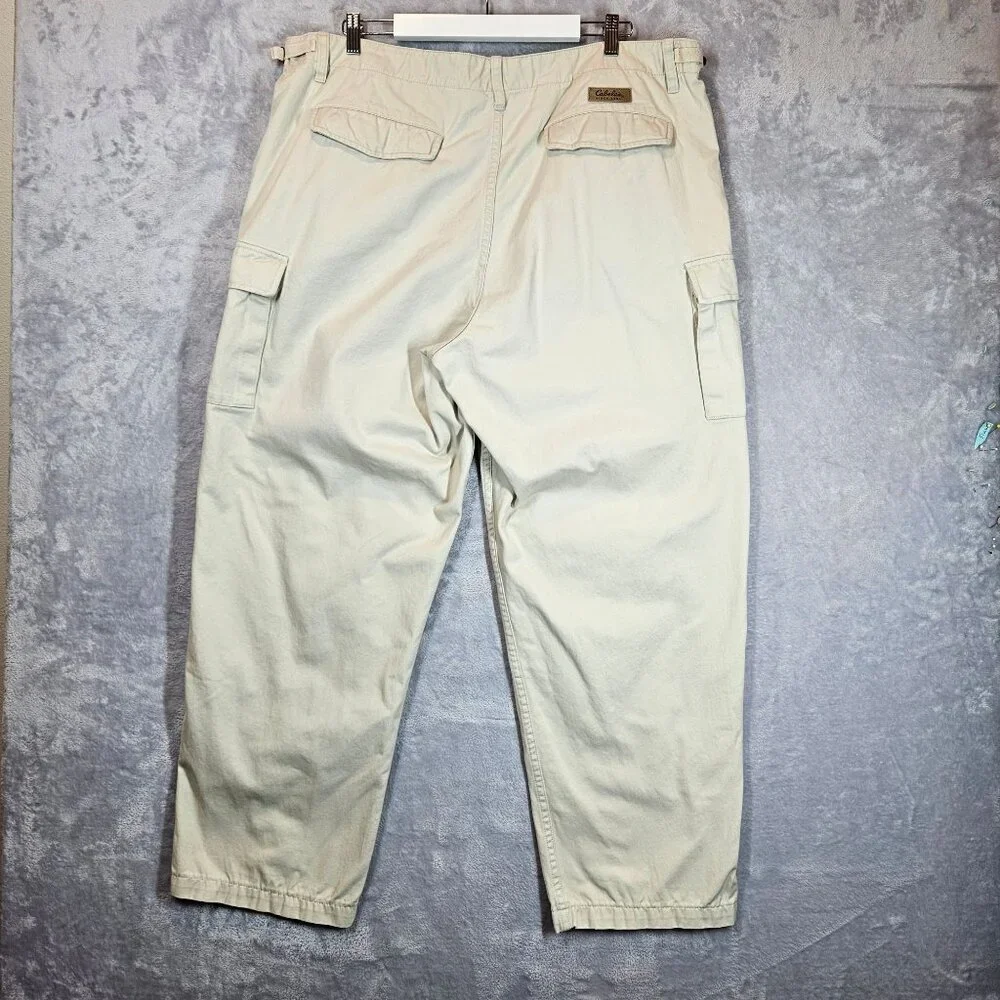 Cabela's Cargo Pants Mens 42 Tan Khakis Button Pocket Flaps Gorpcore Hiking Work